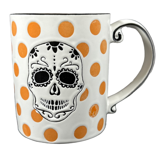 Sugar Skull Orange Polka Dots Halloween Mug Spectrum Designz