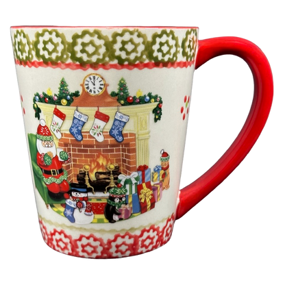 Santa SItting By The Fireplace Holiday 16oz Mug With Coaster/Lid Temp-tations