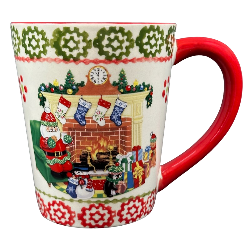 Santa SItting By The Fireplace Holiday 16oz Mug With Coaster/Lid Temp-tations
