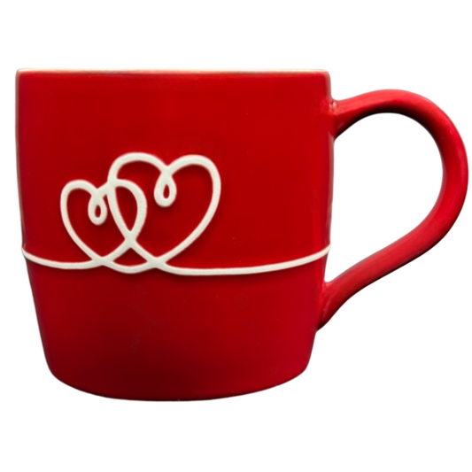 Double Heart And Love Script Red Embossed Mug 2010 Starbucks