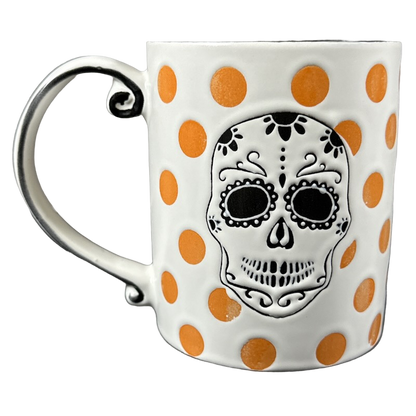 Sugar Skull Orange Polka Dots Halloween Mug Spectrum Designz