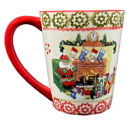 Santa SItting By The Fireplace Holiday 16oz Mug With Coaster/Lid Temp-tations