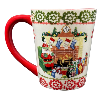 Santa SItting By The Fireplace Holiday 16oz Mug With Coaster/Lid Temp-tations