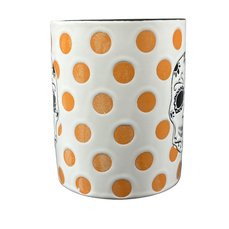 Sugar Skull Orange Polka Dots Halloween Mug Spectrum Designz