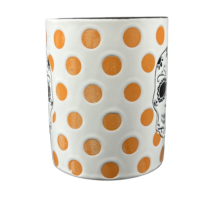 Sugar Skull Orange Polka Dots Halloween Mug Spectrum Designz