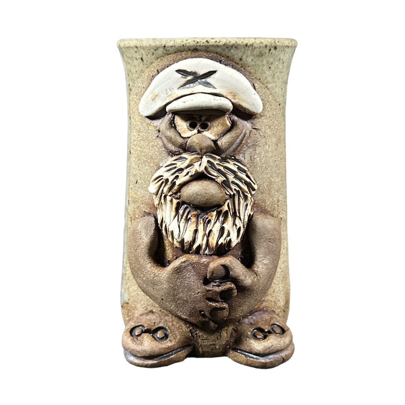Ugly Face Pottery Boat Captain Signed 3D Mug