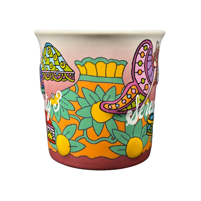 Serendipity 3 Colorful Lampshades Butterfly Flowers Crown Embossed mug