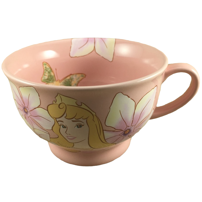 Sleeping Beauty Aurora Flowers Butterflies Pink Mug Disney Store