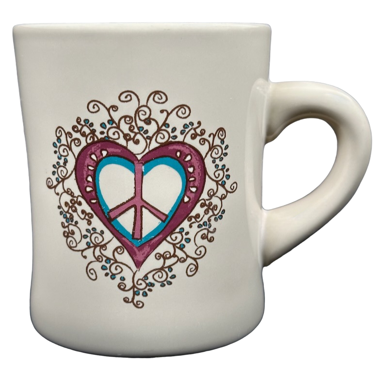 Peace Symbol Inside A Heart Diner Mug Natural Life