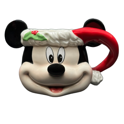 Mickey Mouse Santa Hat 3D Figural Christmas Mug Disney Parks