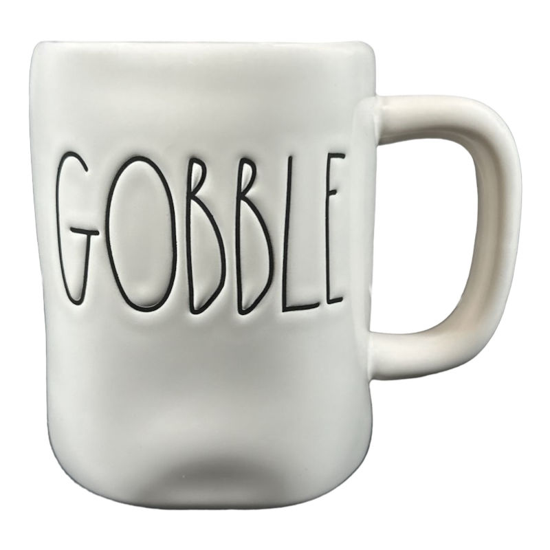 Rae Dunn Artisan Collection GOBBLE Mug Orange Inside Magenta