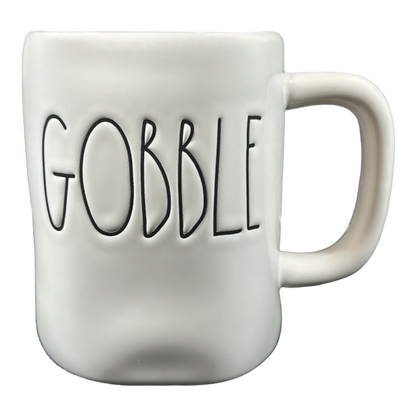 Rae Dunn Artisan Collection GOBBLE Mug Orange Inside Magenta