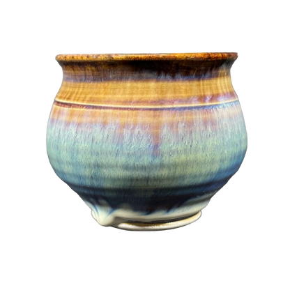Multicolor Ridged Handle With Thumb Rest Pottery Mug