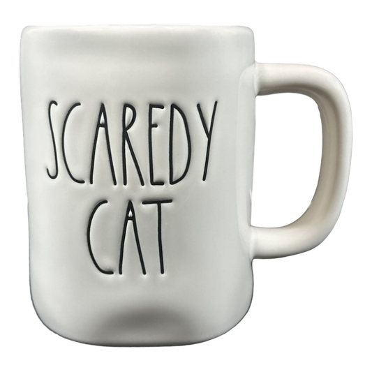 Rae Dunn Artisan Collection SCAREDY CAT Mug Cream Inside Magenta