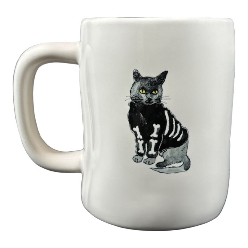 Rae Dunn Artisan Collection SCAREDY CAT Mug Cream Inside Magenta