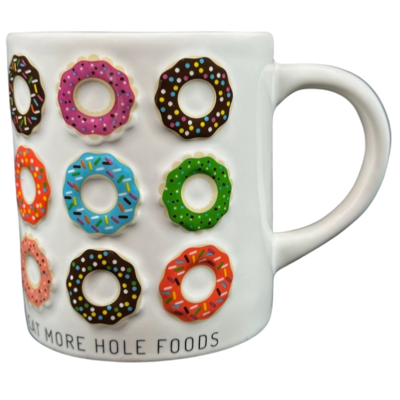 Eat More Hole Foods Embossed Doughnuts Mug