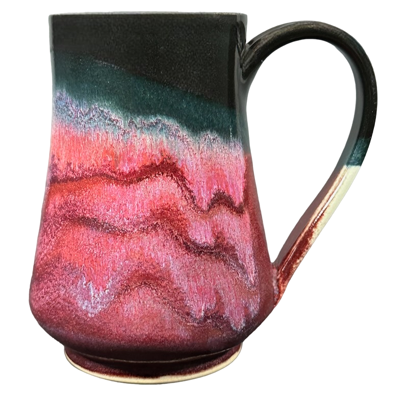 Abstract Wave Pattern Tall Signed Pottery Mug