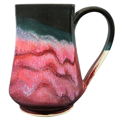 Abstract Wave Pattern Tall Signed Pottery Mug