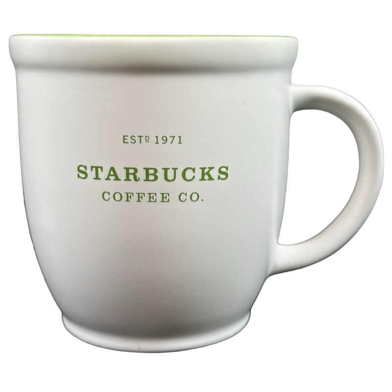 ESTD 1971 Abbey Large White With Green Lettering And Interior 18oz Mug 2007 Starbucks