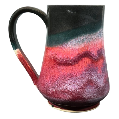 Abstract Wave Pattern Tall Signed Pottery Mug