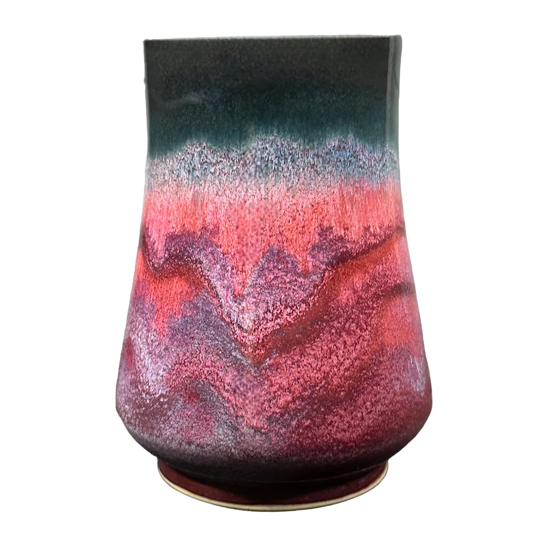 Abstract Wave Pattern Tall Signed Pottery Mug