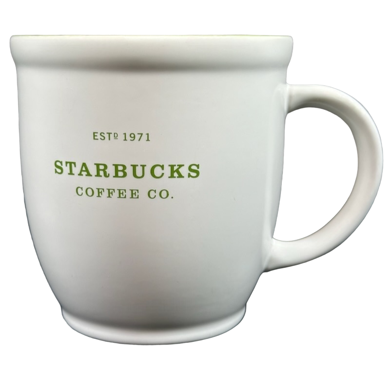 ESTD 1971 Abbey Large White With Green Lettering And Interior 18oz Mug 2007 Starbucks
