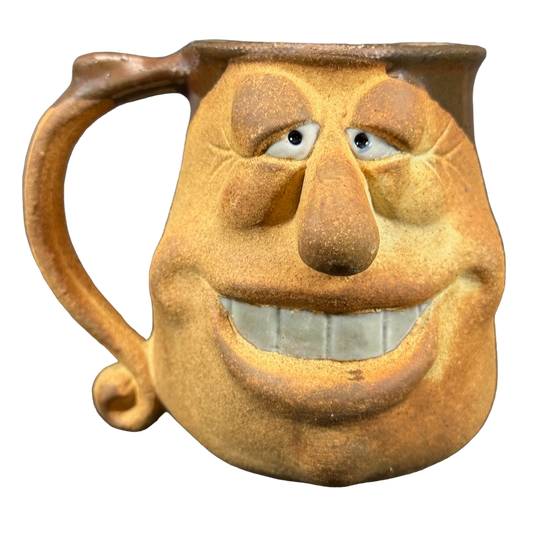 Ugly Face Pottery Big Teeth Smile 3D Figural Mug