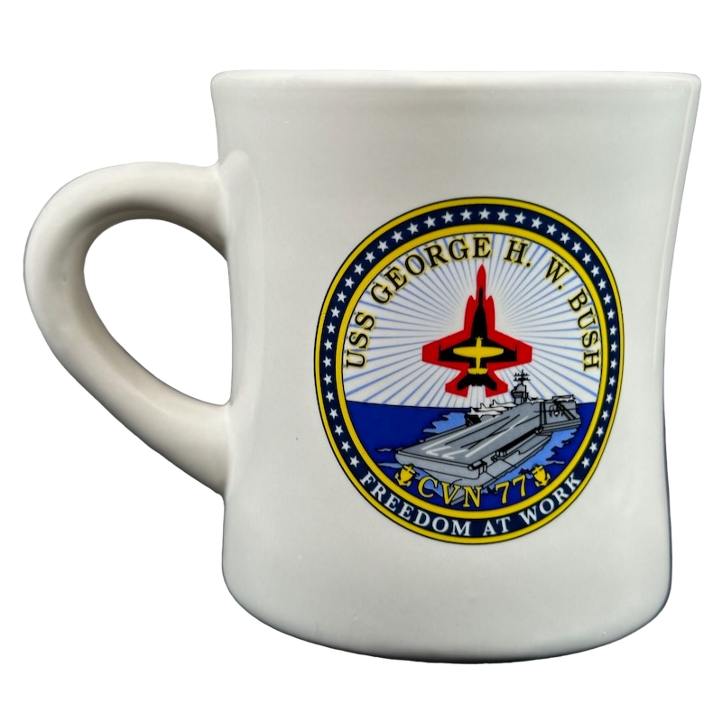 USS George H.W. Bush CVN 77 Freedom At Work United States Navy Mug Mil-Art China