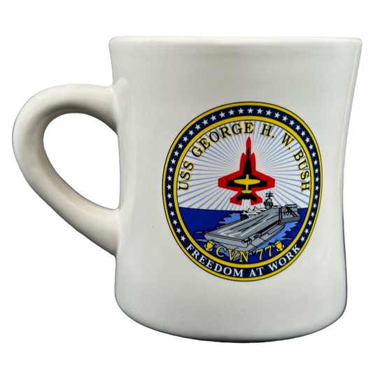 USS George H.W. Bush CVN 77 Freedom At Work United States Navy Mug Mil-Art China