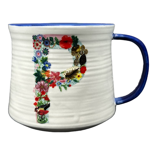 Nathalie Lete Letter "P" Monogram Initial Floral Dog Mug Anthropologie