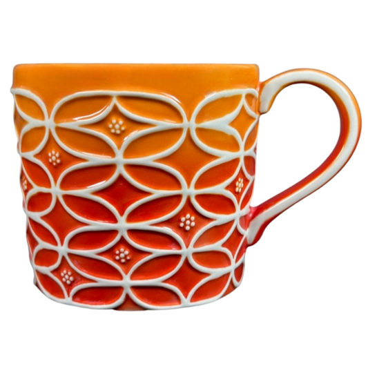 Embossed Orange Ombre Hand Painted Floral Abstract Mug Starbucks