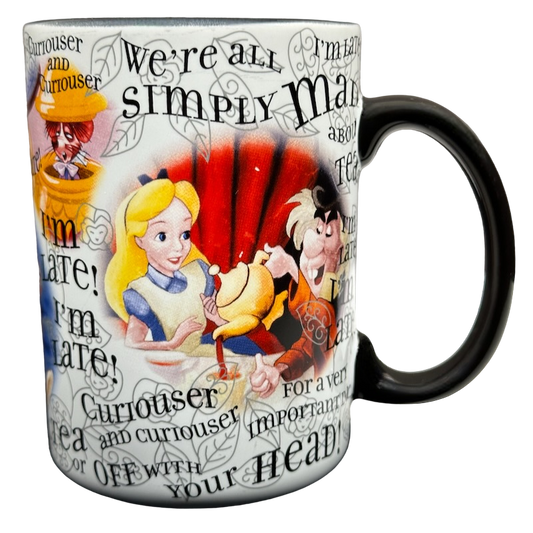 Alice In Wonderland We're All Simply Mad About Tea I'm Late For A Very Important Date Quotes Mug Disney Parks