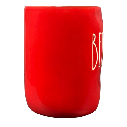 Rae Dunn Artisan Collection BELIEVE Red Mug Red Inside Magenta
