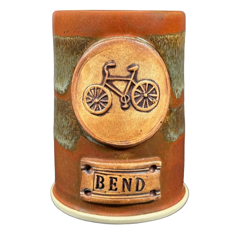 Bend Oregon Bicycle Signed Pottery Mug