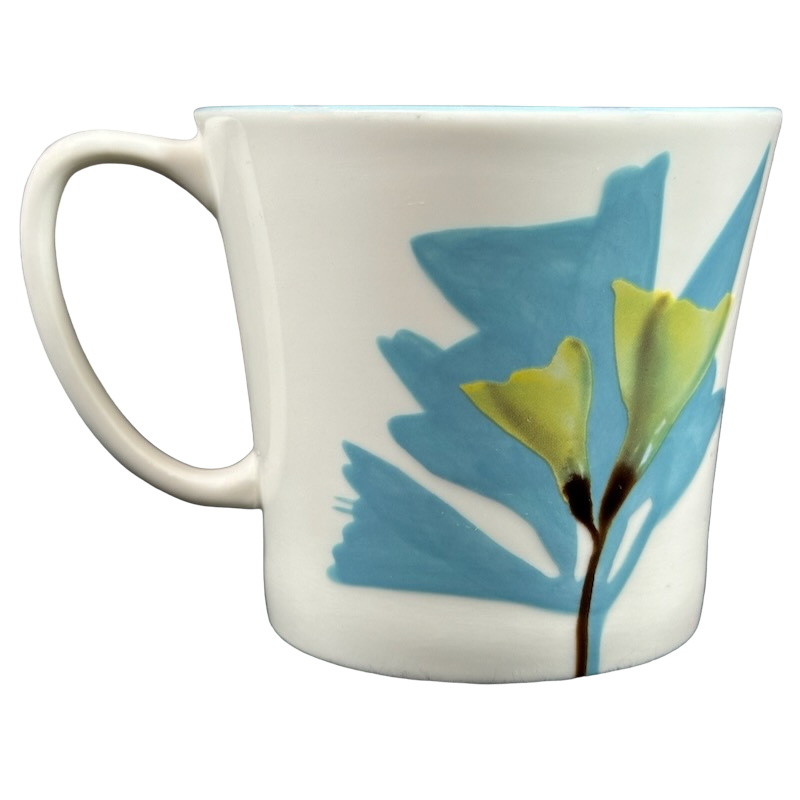 Blue Green And Yellow Floral Hand Painted Mug 2009 Starbucks