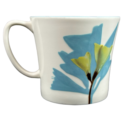 Blue Green And Yellow Floral Hand Painted Mug 2009 Starbucks