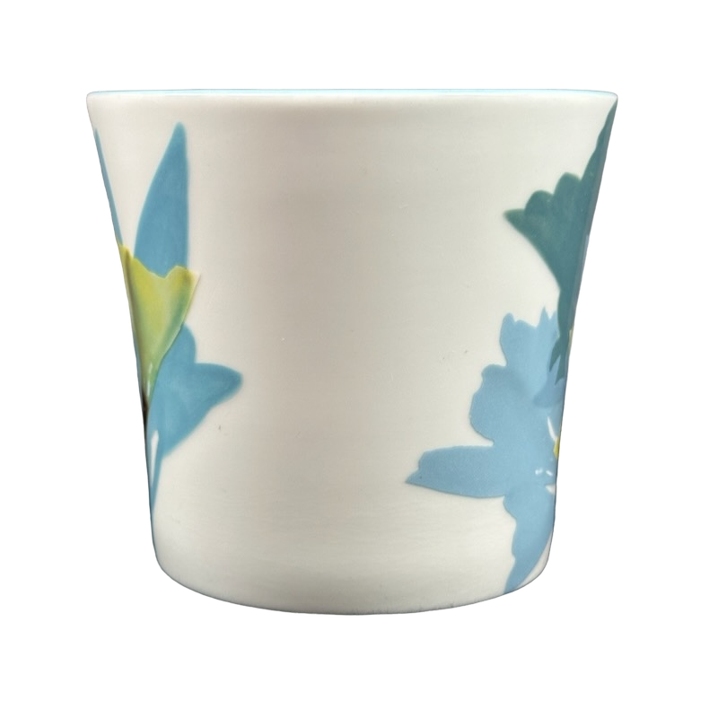 Blue Green And Yellow Floral Hand Painted Mug 2009 Starbucks