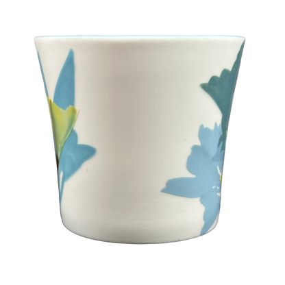 Blue Green And Yellow Floral Hand Painted Mug 2009 Starbucks