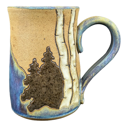 Mountains And Trees Signed Pottery Mug