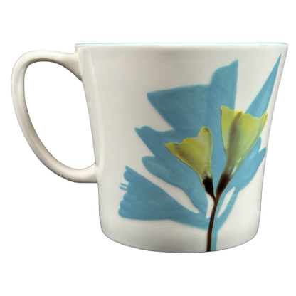 Blue Green And Yellow Floral Hand Painted Mug 2009 Starbucks