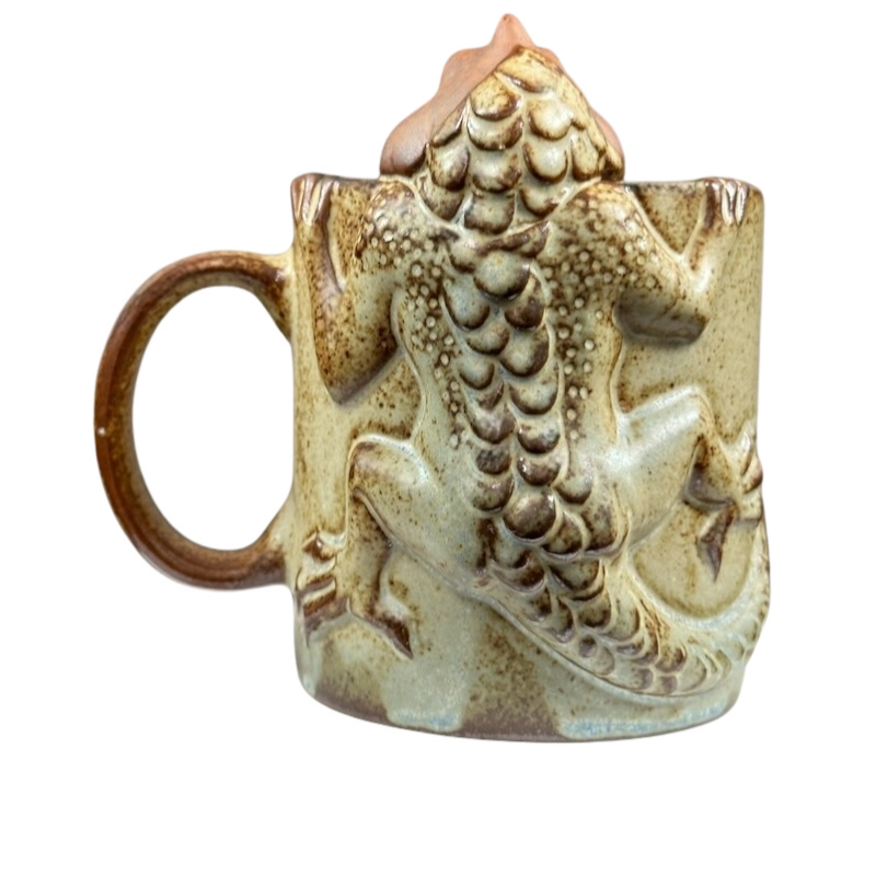 Dragon Lizard 3D Figural Redware Mug Giftcraft
