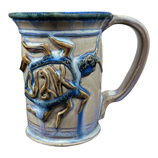 Millenium Bug Y2K Embossed Pottery Mug Borggren Pottery