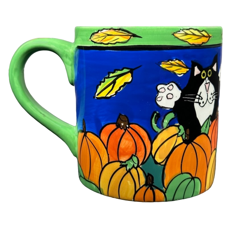 Catzilla Candace Reiter Designs Cats Holding Pumpkins Mug Henriksen Imports