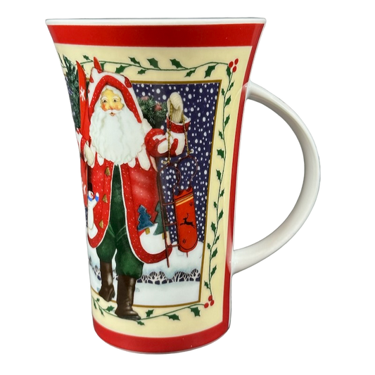 Santa Holding Skis And Sled Tall Mug Pimpernel International