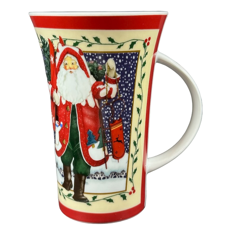 Santa Holding Skis And Sled Tall Mug Pimpernel International