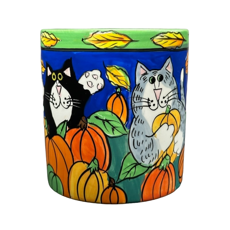 Catzilla Candace Reiter Designs Cats Holding Pumpkins Mug Henriksen Imports