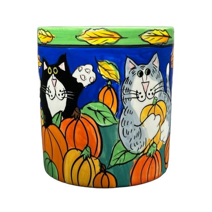 Catzilla Candace Reiter Designs Cats Holding Pumpkins Mug Henriksen Imports