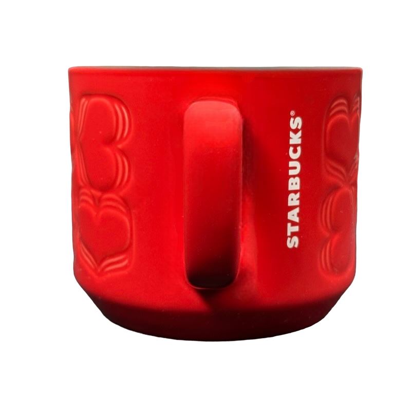 Embossed Red Hearts 12oz Mug 2018 Starbucks