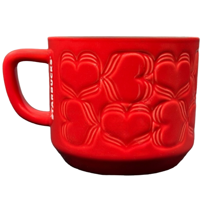 Embossed Red Hearts 12oz Mug 2018 Starbucks