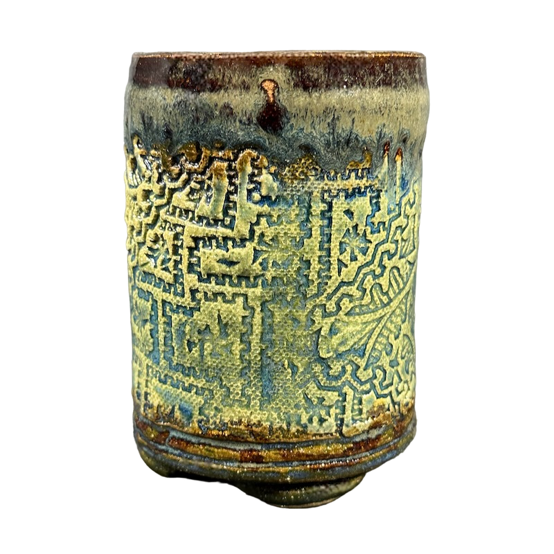 Abstract Tribal Footed Pottery Mug